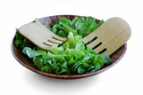 Close up image of Huon Pine Salad Hands in a salad bowl