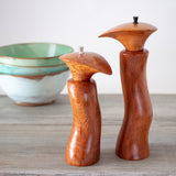 Sculptured Pair She Oak Salt & Pepper Mills