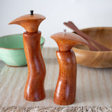 Sculptured Pair She Oak Salt & Pepper Mills