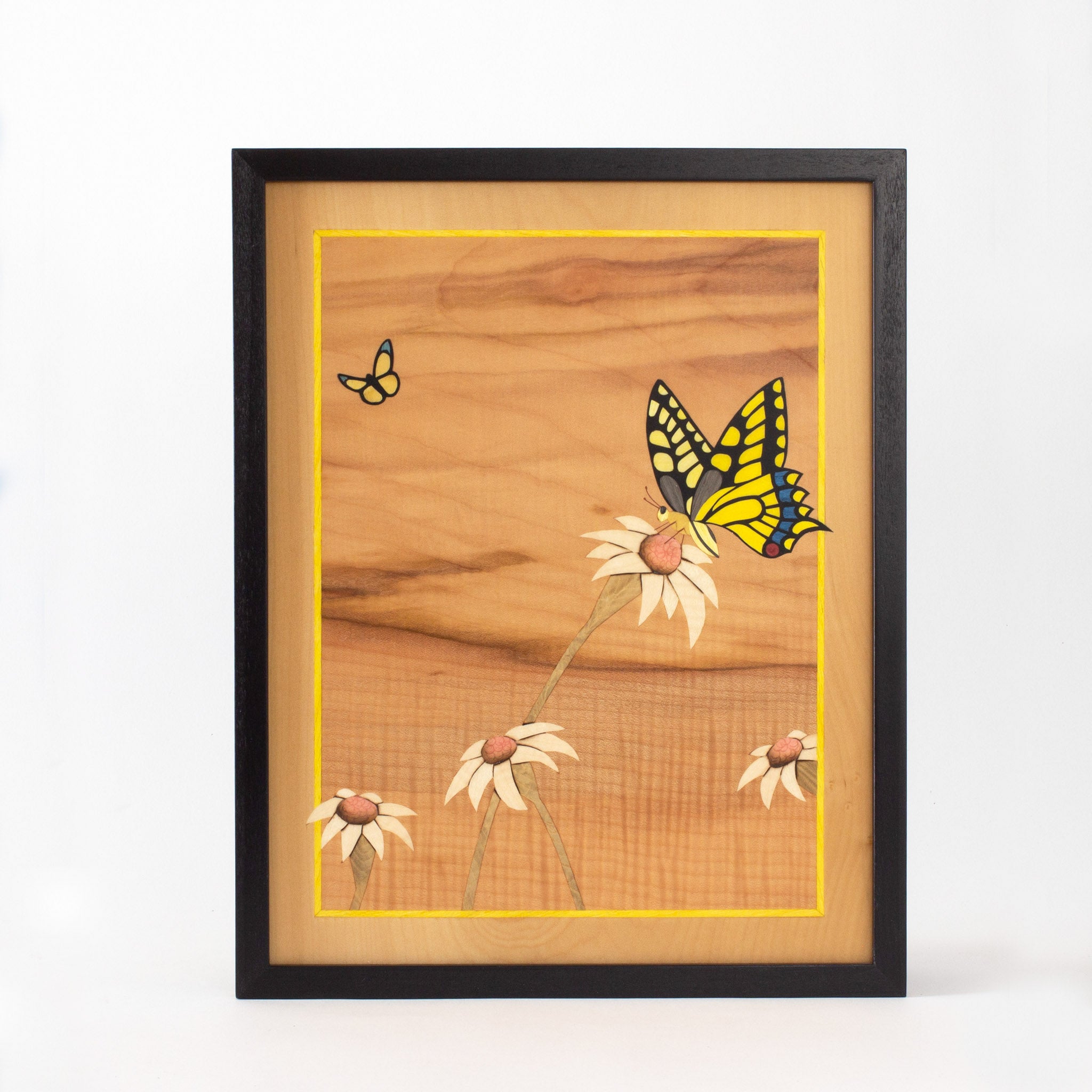 Yellow Butterfly Marquetry Artwork