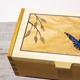 Blue Butterfly Marquetry Box