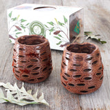 Boxed Pair of Banksia Nut Tea Light Candle Holders