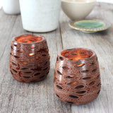 Boxed Pair of Banksia Nut Tea Light Candle Holders