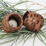 Boxed Pair of Banksia Nut Tea Light Candle Holders