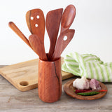 Red Hardwood Utensil Holder