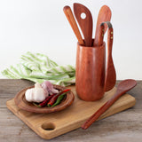 Red Hardwood Utensil Holder