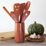 Red Hardwood Utensil Holder