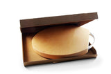 Picture of a Round Huon Pine Cheese Board inside a box