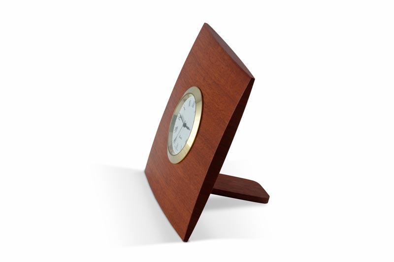 Side view image of a Square Jarrah Desk Clock