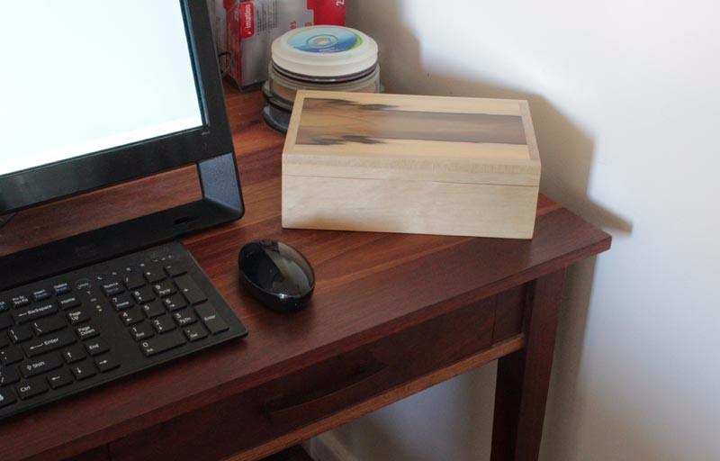 Image of a Tamar General Purpose Box - Sassafras on desk