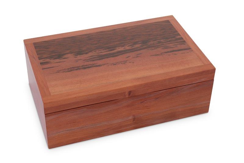 Closed Tamar Large Tiger Myrtle Jewellery Box with Tray