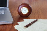 Picture of a Jarrah wood Tony Desk Clock on a desk