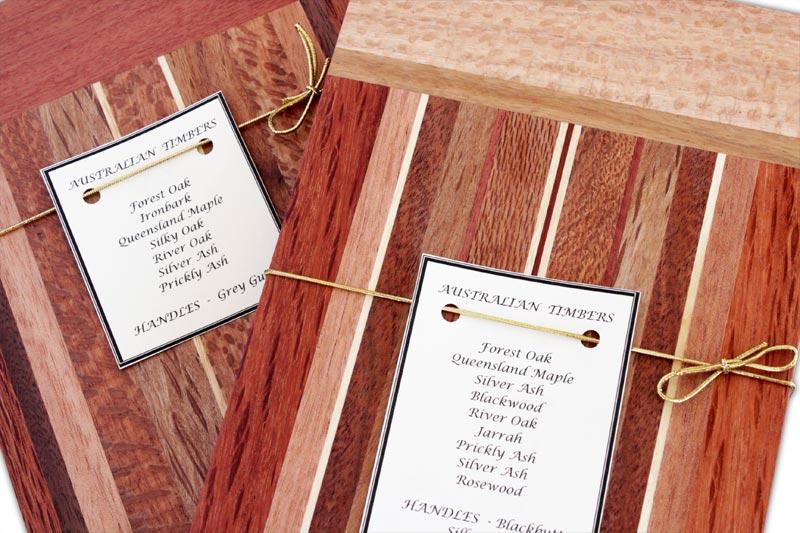 Image of Wood Content labels on two Tub Cheeseboards