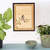 White Wagtail Marquetry Artwork