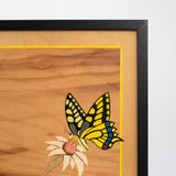 Yellow Butterfly Marquetry Artwork